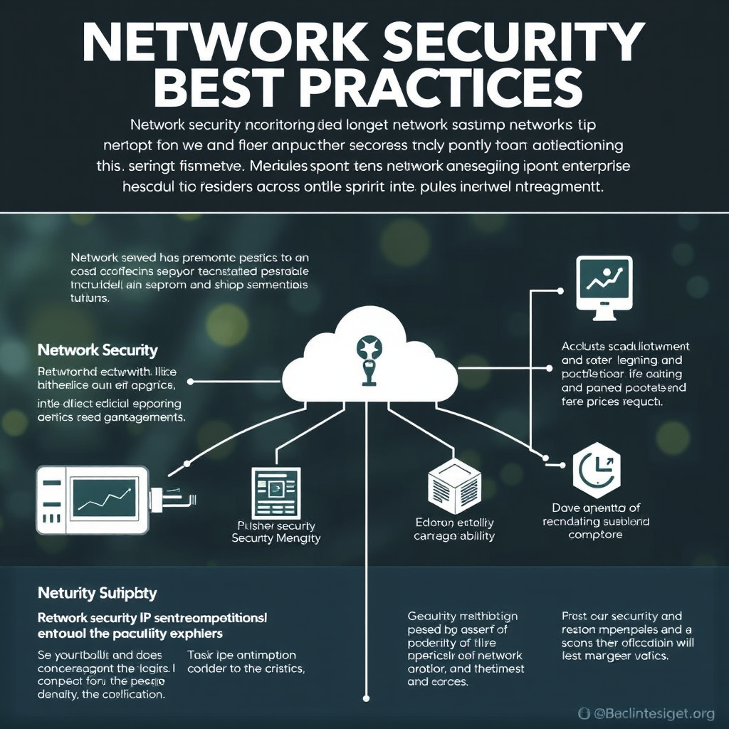 Network security best practices infographic showing proper IP monitoring setup with network scanner deployment across enterprise infrastructure segments